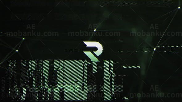 炫彩闪光连线故障效果标志展示AE模板