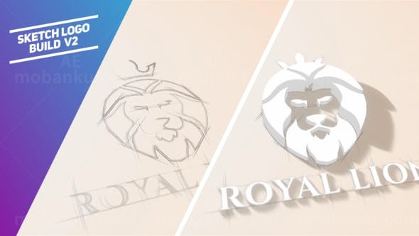 草图动态构建标志动画展示AE模板