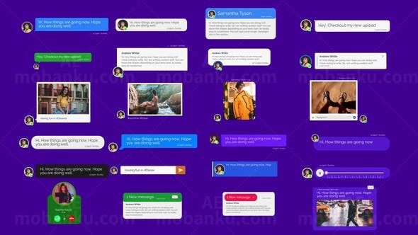 聊天消息表情文字工具包展示AE模板