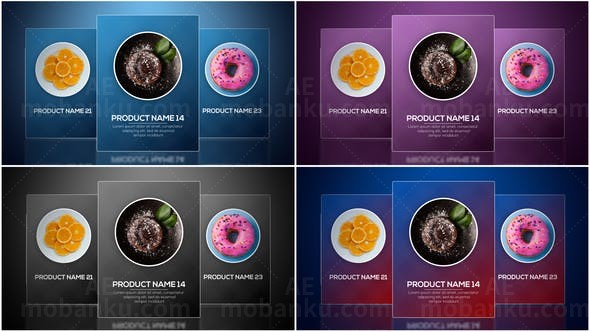 简洁餐馆美食旋转幻灯效果展示AE模板