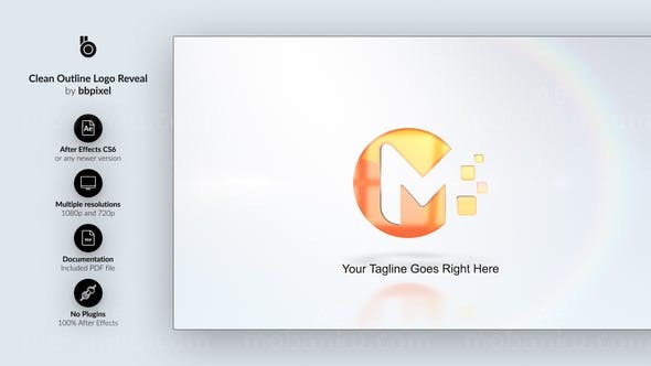 简洁轮廓标志翻转闪光展示AE模板