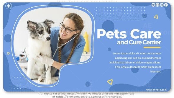 卡通风格宠物护理中心演示宣传AE模板