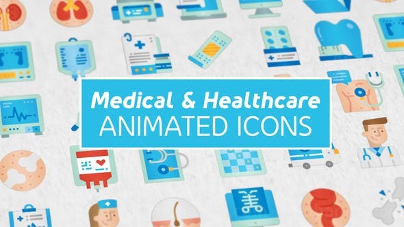 医疗保健符号图标动画展示AE模板