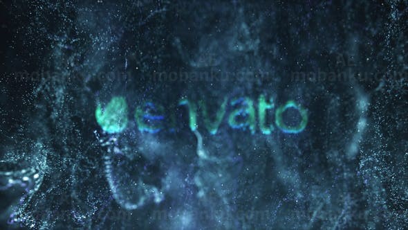 神奇金色闪光粒子流体标志展示AE模板