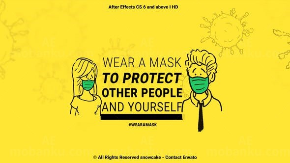 新冠病毒防护知识动画宣传AE模板