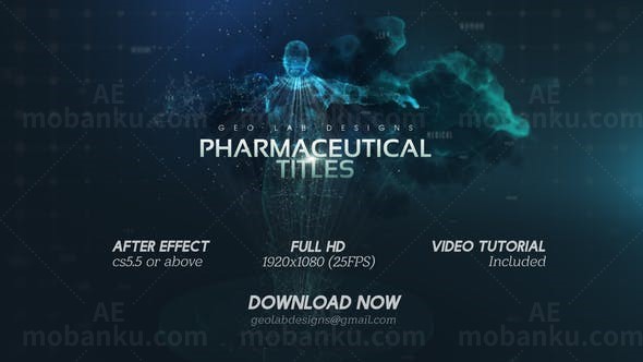 抽象网格节点人像动态展示标题AE模板