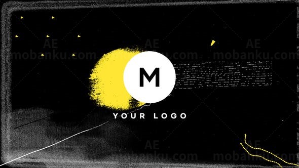 闪电涂鸦雪花干扰效果标志动画AE模板