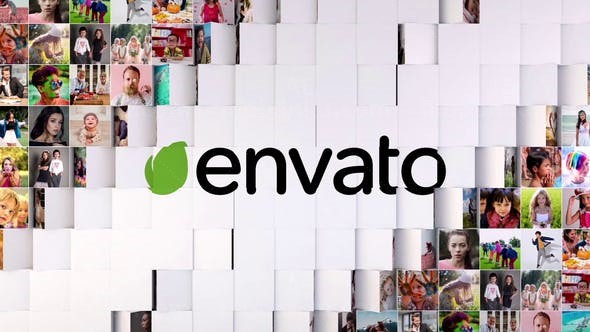 简洁优雅网格照片墙标志片头AE模板