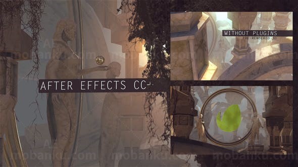 史诗影视片头大理石雕像光影交错动态展示AE模板