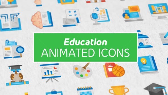 教育主题图形动画图标集合展示AE模板