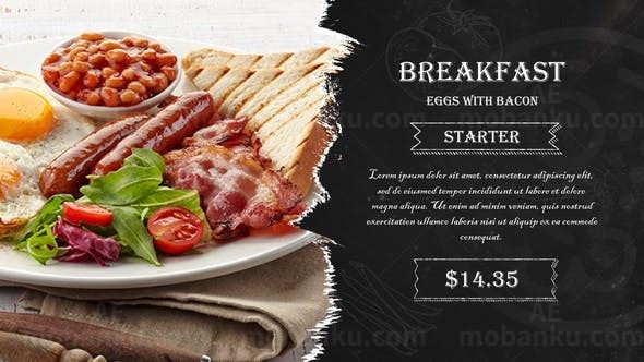 餐厅菜肴美食诱惑照片宣传展示AE模板