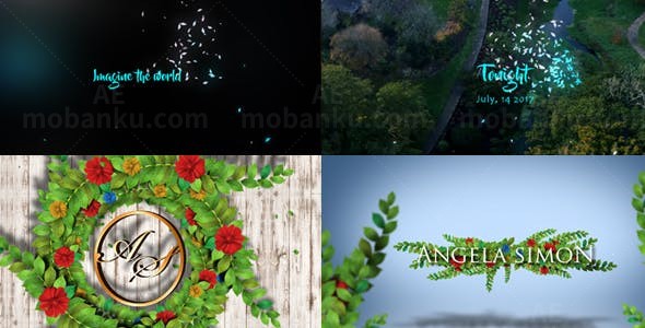 自然粒子效果种子发芽标题展示AE模板