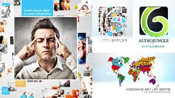 三维空间照片优雅聚合标志动画AE模板