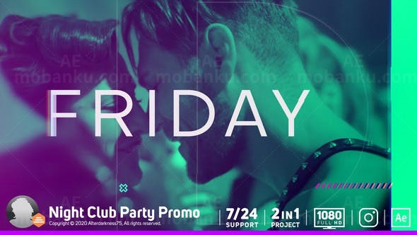 夜总会DJ派对活动宣传展示AE模板