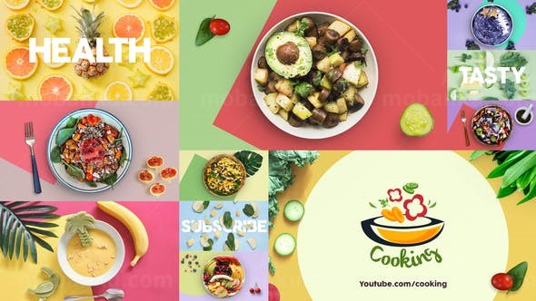 健康素食美味宣传展示片头AE模板