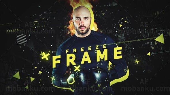 黑暗风格烈焰定格效果拳击宣传AE模板