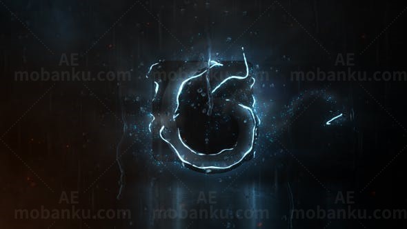 风暴闪电效果雨滴玻璃划过标志动画AE模板