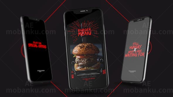 手机端美食在线订单图片宣传包AE模板