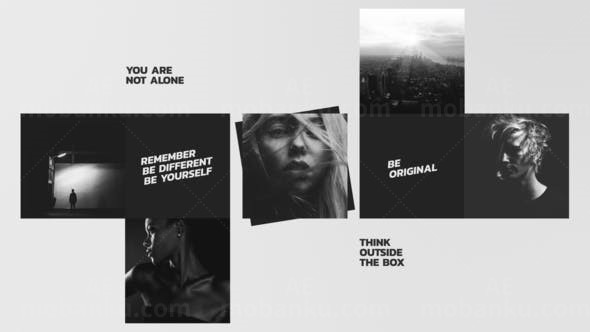 黑白风格创意版式标题展示AE模板