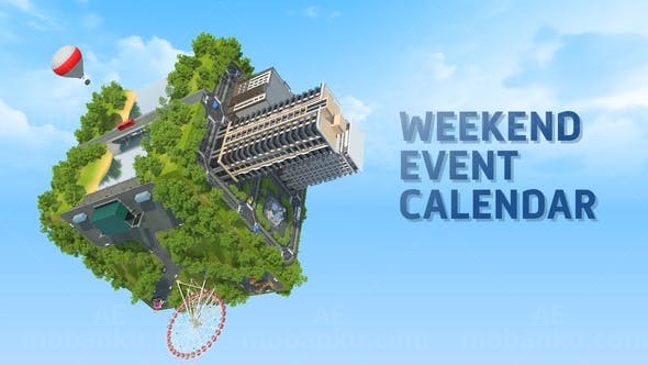 周末活动日程三维动画演绎效果展示AE模板