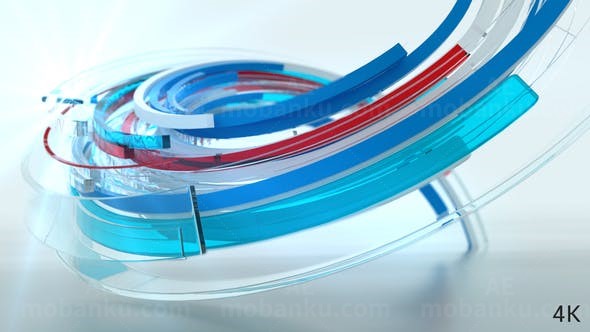 三维缎带回旋穿梭效果标志展示AE模板