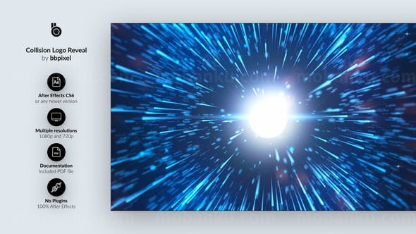 粒子碰撞能量爆炸效果标志展示AE模板