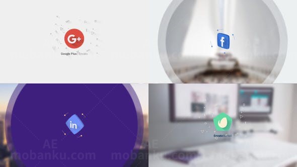 四点回旋碰撞效果迷你标志AE模板
