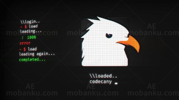 旧屏幕字幕加载像素图片标志展示AE模板