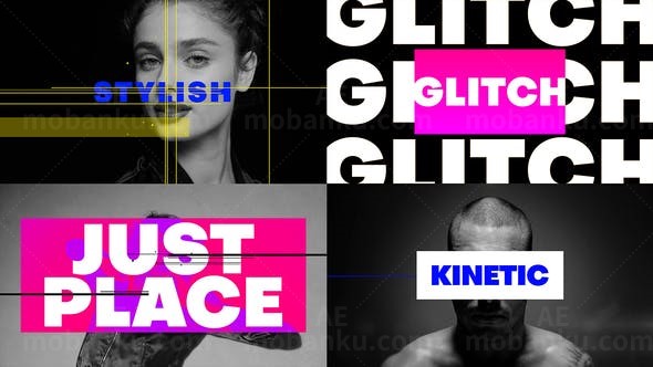 边缘毛刺故障效果大标题片头AE模板