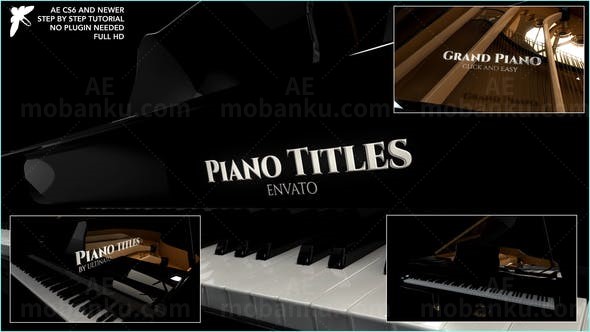 古典钢琴光泽明亮标题展示AE模板