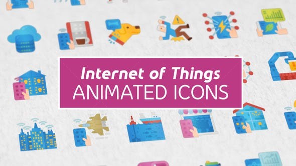 物联网平面动画图标AE模版