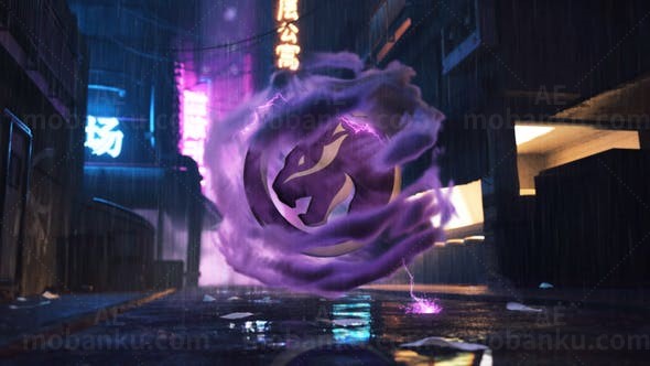 赛博朋克未来风格电光黑雾效果片头AE模板