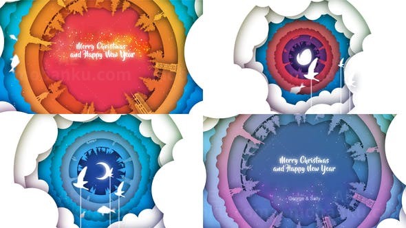 蓝色清新自然圣诞祝福AE模板