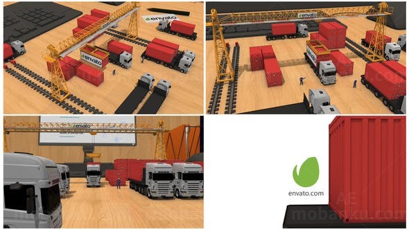 物流企业三维动画宣传片头AE模板