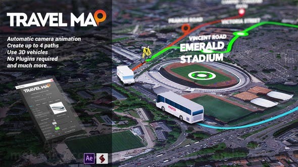 旅行地图AE模版