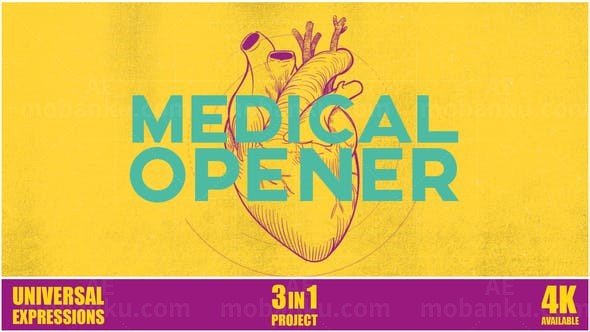 医学人体器官轮廓线条片头AE模板