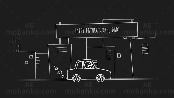 涂鸦风格父亲节图片幻灯片片头AE模板