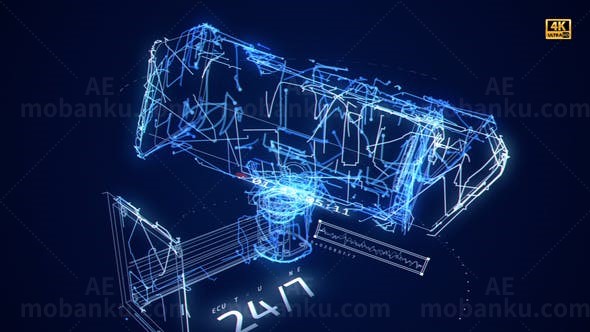 抽象特效电子监控摄像头片头AE模板