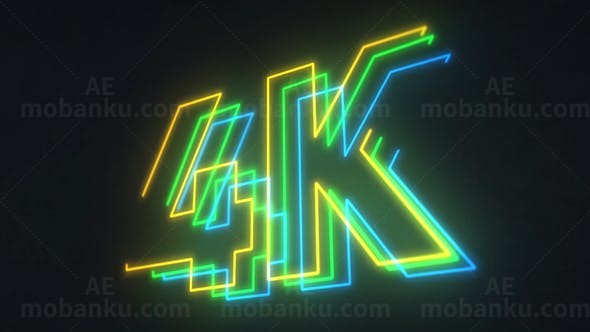 影视多彩线条光效标志演绎AE模板