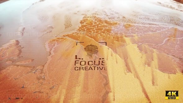 潮水冲刷沙滩标志展示AE模板