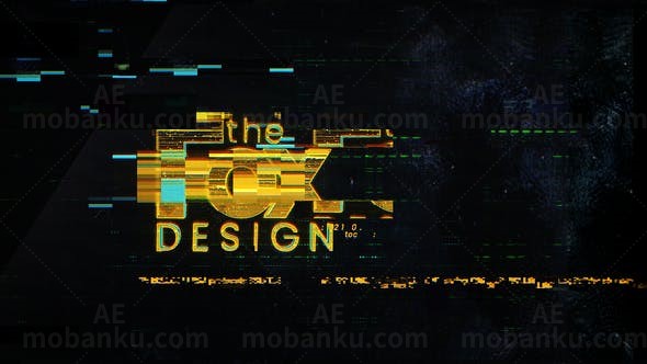 数字信号失真扭曲故障效果标志片头AE模板