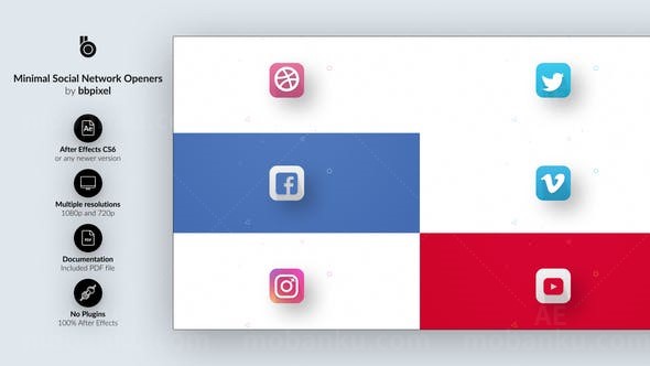 社交媒体网络简洁片头展示AE模板