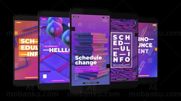 手机端校园主题视频宣传展示AE模板