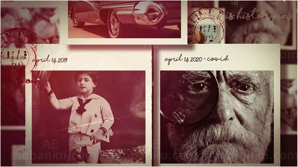 怀旧复古悬浮相册画廊效果AE模板