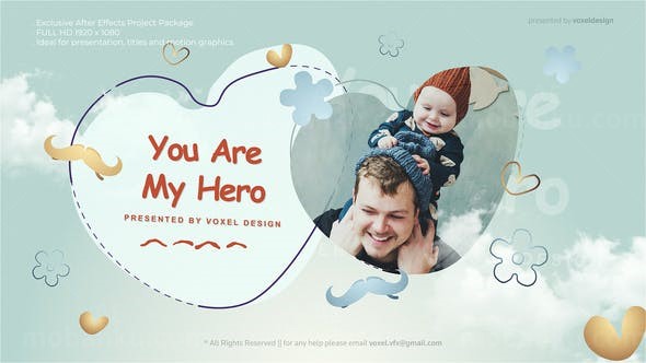 温馨父亲节多彩图形叠加效果片头AE模板