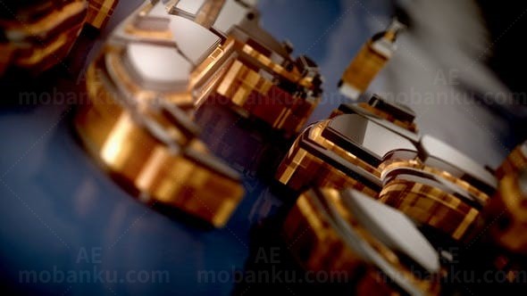 三维黄金碎块动态组合标志AE模板