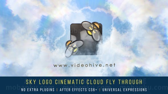 天空云层动态演绎标志展示AE模板