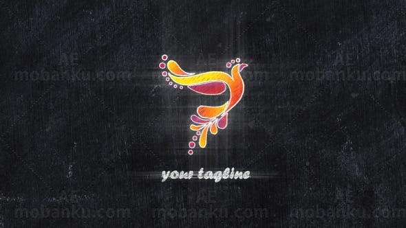 粉笔画彩色素描效果标志演绎AE模板