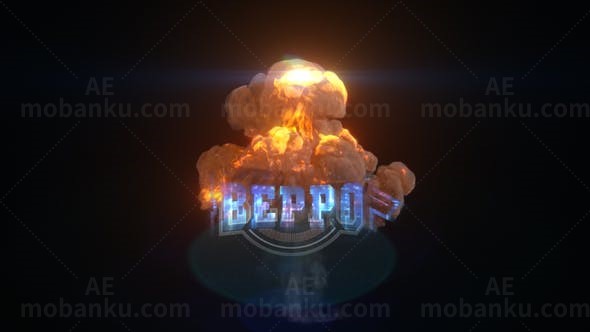 火焰烟雾爆炸效果标志演绎展示AE模板