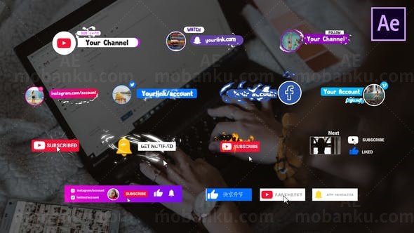 视频订阅按钮AE模板